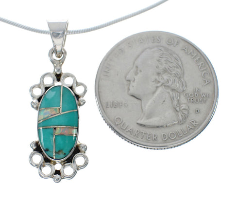 Sterling Silver Turquoise And Opal Inlay Southwestern Italian Snake Chain Necklace Set AX129073